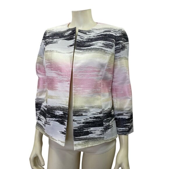 Kasper Womens Multicolored Texture‎ Open Front Blazer Jacket Size 6 - Picture 1 of 6